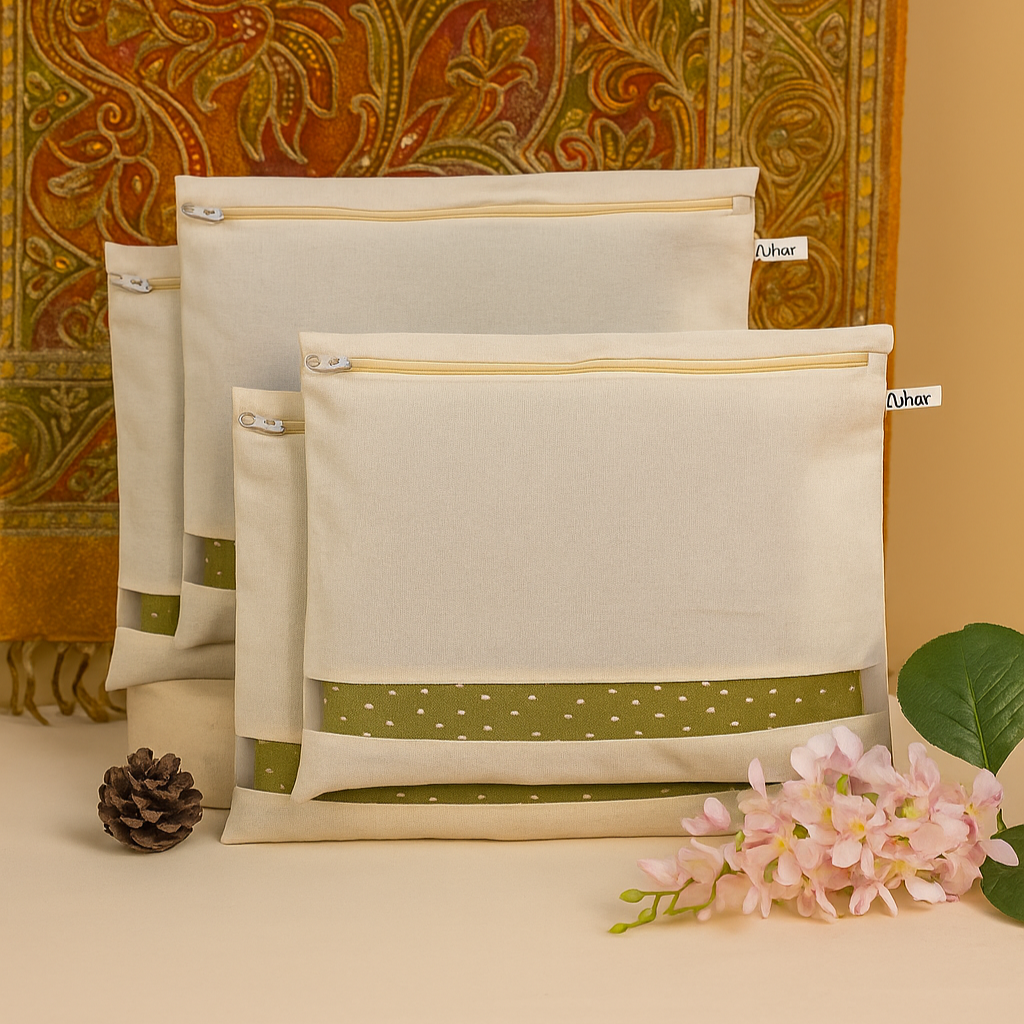 Nihar Cotton Saree Cover with Zip, Pocket & Window
