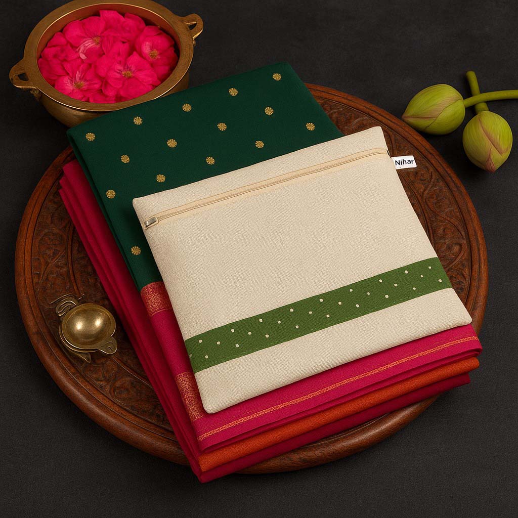 Nihar Cotton Saree Cover with Zip & Window