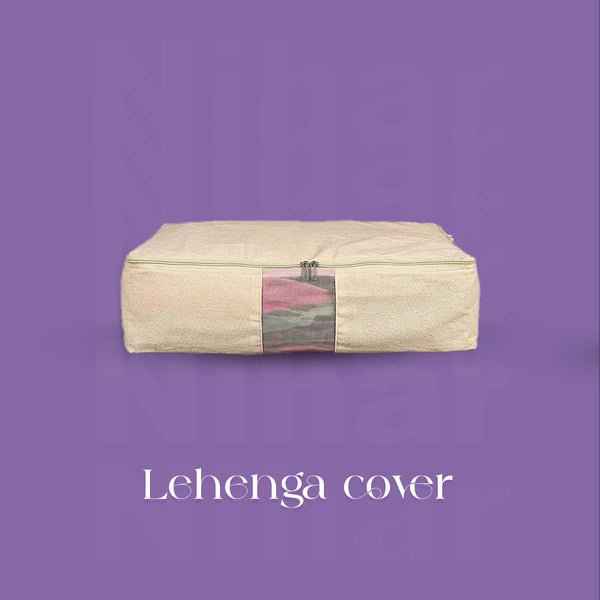 Lehenga Storage Box – Set of 3 | 18×16×4.5 Inches | Zip Closure | Transparent Window | Beige