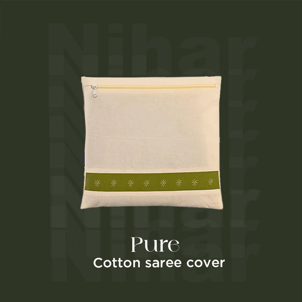 Cotton Saree Storage Bag – Set of 8 | 16×14 Inches | Zip Closure | Transparent Window | Beige