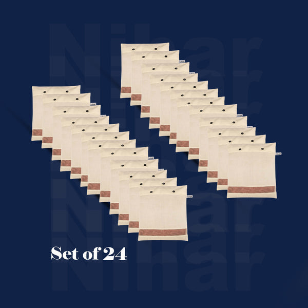 Cotton Saree Storage Cover – Set of 24 | Transparent Window | No Zip | Beige