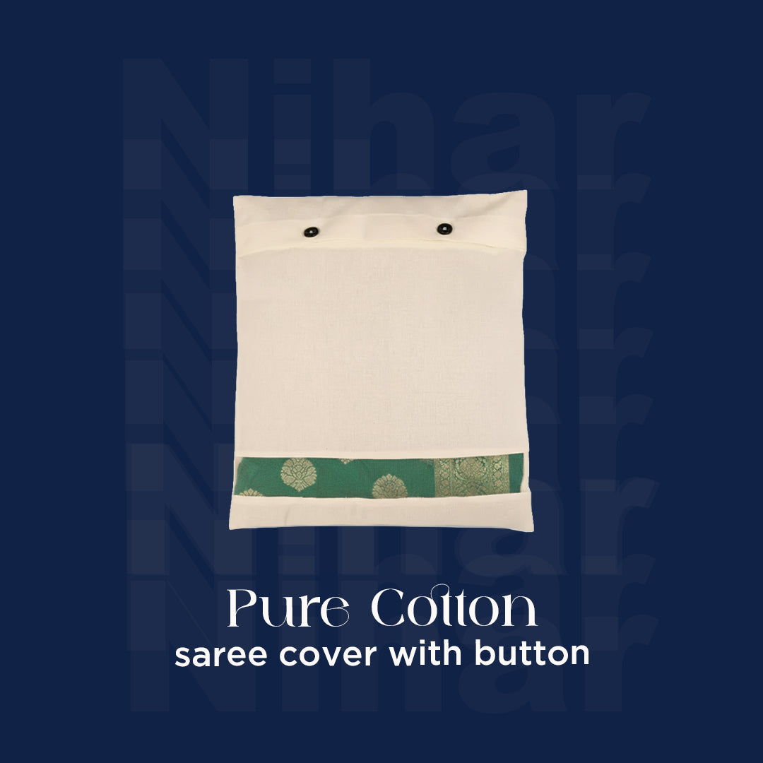 Cotton Saree Storage Cover – Set of 8 | Transparent Window | No Zip | Beige